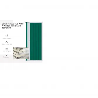 Magazie pentru gradina, Outsunny, Otel, Rezistenta la apa, 142 x 84 x 189 cm, Verde inchis