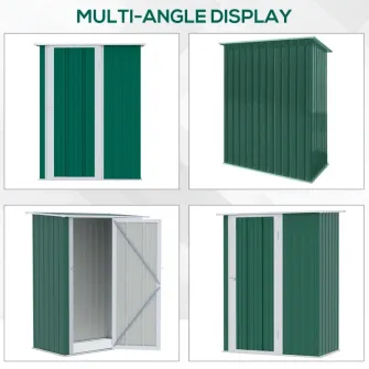Magazie pentru gradina, Outsunny, Otel, Rezistenta la apa, 142 x 84 x 189 cm, Verde inchis