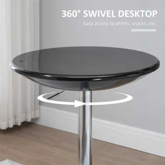 Masa bar Homcom, Rotund, Inaltime ajustabila, Rotativa, Otel, 61x61x76-97cm, Negru