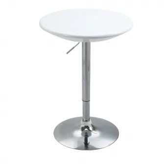 Masa bar Homcom, Rotunda, Inaltime ajustabila, Rotativa, Otel, 61x61x76-97cm, Alb