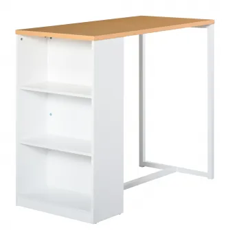 Masa de bar, Homcom, MDF/Otel, 3 rafturi, 115 x 55 x 100 cm, Alb
