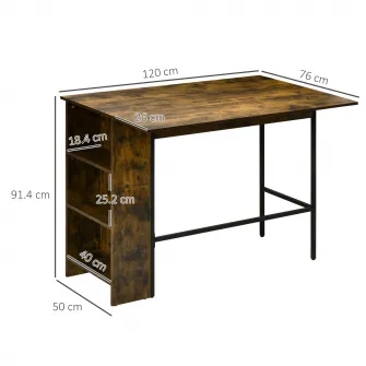 Masa de bar, Homcom, Otel/PAL, 120x76x91.4cm, Maro