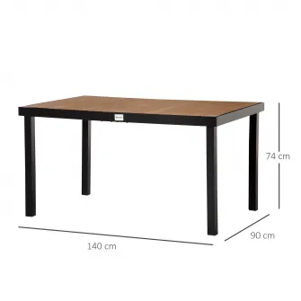Masa de gradina, Outsunny, Aluminiu, pentru 6 persoane, Maro/Negru