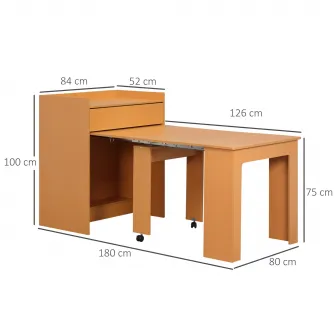 Masa extensibila, Homcom, PAL/Otel, 84x180x100cm, Maro