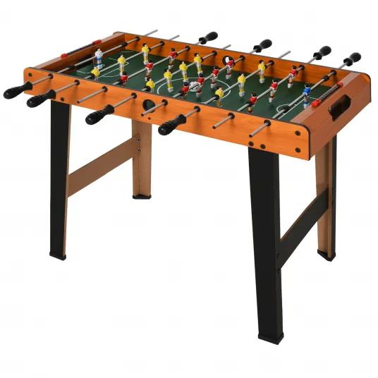 Masa foosball cu 22 de jucatori HOMCOM, MDF/Otel, 2 tipuri picioare, Negru/Lemn