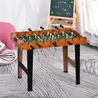 Masa foosball cu 22 de jucatori HOMCOM, MDF/Otel, 2 tipuri picioare, Negru/Lemn