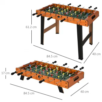Masa foosball cu 22 de jucatori HOMCOM, MDF/Otel, 2 tipuri picioare, Negru/Lemn