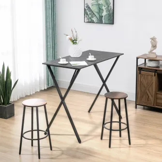 Masa, Homcom, Lemn/Otel, 120x60x102cm, Negru