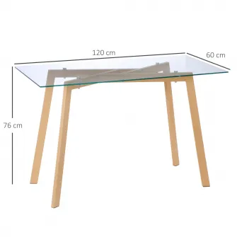 Masa, Homcom, Otel/Sticla securizata, 120x60x76cm, Maro/Transparent
