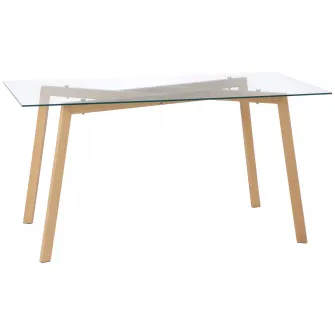 Masa, Homcom, Otel/Sticla securizata, 150x75x76cm, Maro/Transparent