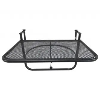 Masa pentru balcon, Outsunny, Metal, Brat Suspendat, Raft Reglabil, 60 x 56.5 x 45 cm, Negru
