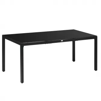 Masa pentru gradina, Outsunny, Aluminiu/Sticla securizata, 180x80x72cm, Negru