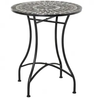 Masuta de Gradina din Metal si Ceramica Ф60x71cm Neagra, Outsunny