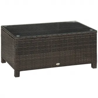 Masuta exterior, sticla securizata, 85x50x39cm, maro, Outsunny
