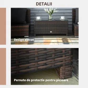 Masuta exterior, sticla securizata, 85x50x39cm, maro, Outsunny
