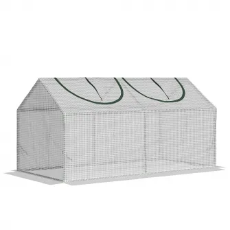 Mini sera pentru plante Outsunny, 2 ferestre, Polietilena/Otel, 120x60x60 cm, Alb