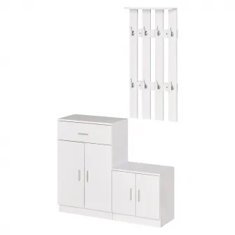 Mobilier de Hol cu Cuier din Lemn, 100x32x187cm, Alb HOMCOM
