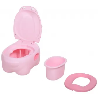 Olita pentru copii Homcom, Model Hipopotam, Plastic, Antiderapanta, 6 luni +, 40 x 30 x 23 cm, Roz