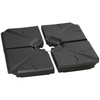 Outsunny 4 bucati baza de umbrela din plastic HDPE, umpluta cu apa si nisip pana la 18 kg, 103x103x8,3 cm, negru