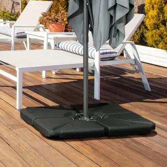 Outsunny 4 bucati baza de umbrela din plastic HDPE, umpluta cu apa si nisip pana la 18 kg, 103x103x8,3 cm, negru