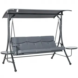 Outsunny Balansoar cu 3 scaune de gradina sau balcon cu acoperis si 2 mese de cafea