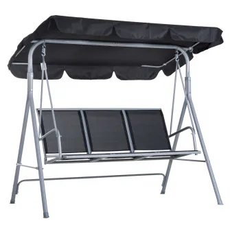 Outsunny Balansoar de Gradina cu 3 Locuri din Metal Acoperis Copertina Detasabil