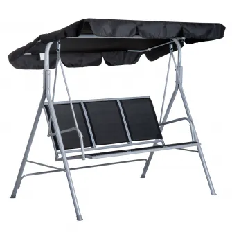 Outsunny Balansoar de Gradina cu 3 Locuri din Metal Acoperis Copertina Detasabil