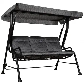 Outsunny Balansoar pentru Gradina pentru 3 Persoane cu Baldachin Reglabil si Perne Captusite, 200x120x170cm, Negru