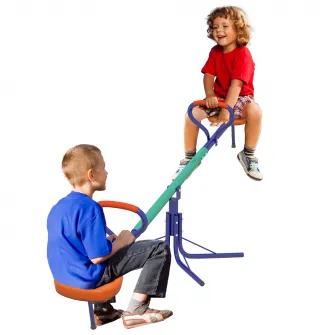 Outsunny Balansoar rotativ la 360° pentru copii, Balansoar cu cadru din otel, Echipament pentru terenul de joaca pentru copii, pentru exterior, pentru copii cu varste intre 3-8 ani, Multicolor