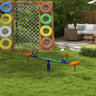 Outsunny Balansoar rotativ la 360° pentru copii, Balansoar cu cadru din otel, Echipament pentru terenul de joaca pentru copii, pentru exterior, pentru copii cu varste intre 3-8 ani, Multicolor