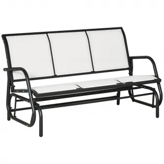 Outsunny Banca Balansoar de Gradina cu 3 Locuri din Metal si Tesatura tip Plasa Respiranta, 151x75x85cm, Gri