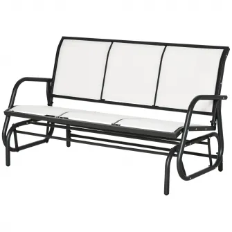 Outsunny Banca Balansoar de Gradina cu 3 Locuri din Metal si Tesatura tip Plasa Respiranta, 151x75x85cm, Gri