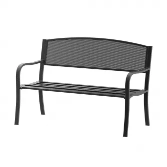 Outsunny Banca de exterior din otel, negru, 127x60x85cm