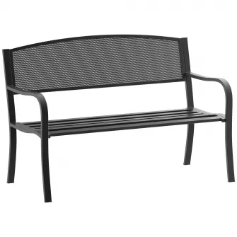 Outsunny Banca de exterior din otel, negru, 127x60x85cm