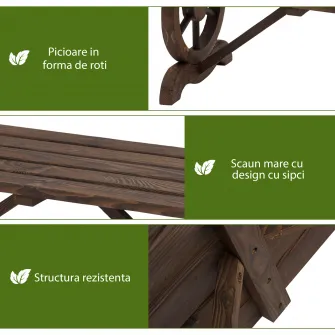 Outsunny Banca de Gradina cu 2 locuri din lemn de molid, Maro 105x50x53cm