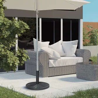 Outsunny Baza de umbrela de gradina  rotunda cu efect de ratan ø45cm, baza cu greutate de 9,5 kg, negru