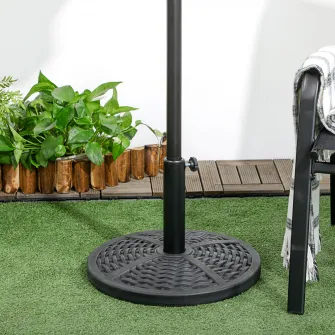 Outsunny Baza de umbrela de gradina  rotunda cu efect de ratan ø45cm, baza cu greutate de 9,5 kg, negru