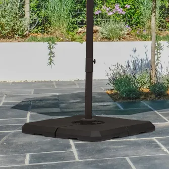 Outsunny Baza pentru Umbrela cu Brat din 4 Piese, Postament care se Umple cu Apa si Nisip pentru Baze in Forma de Cruce de 100x100cm, Negru