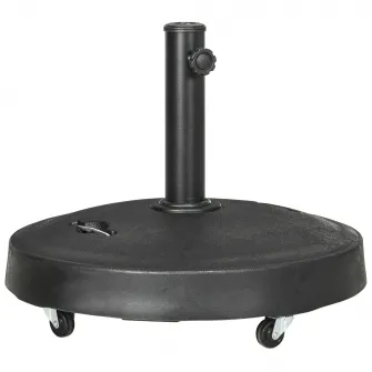 Outsunny Baza pentru Umbrela de 23.5kg con 2 Manivele si Roti Blocabile, Postament pentru Umbrela din Rasina si Otel, Ø53x41 cm, Negru