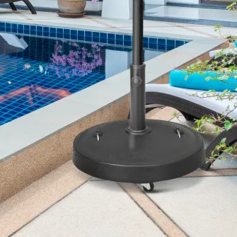 Outsunny Baza pentru Umbrela de 23.5kg con 2 Manivele si Roti Blocabile, Postament pentru Umbrela din Rasina si Otel, Ø53x41 cm, Negru