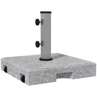 Outsunny Baza pentru Umbrela de 28kg din Granit, Postament pentru Umbrela de Gradina cu Maner Extensibil si Roti, 41x41x37.5cm, Gri
