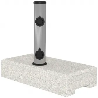 Outsunny Baza pentru Umbrela de Gradina 25kg pentru Stalpi de Ø32mm, Ø38mm e Ø48mm, Baza pentru Umbrela din Granit si Otel Inoxidabil