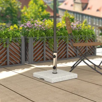 Outsunny Baza pentru Umbrela de Gradina 25kg pentru Stalpi de Ø32mm, Ø38mm e Ø48mm, Baza pentru Umbrela din Granit si Otel Inoxidabil