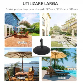 Outsunny Baza pentru Umbrela de Gradina, neagra