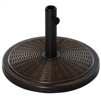 Outsunny Baza pentru Umbrela din Ciment si Plastic de 14kg, Postament pentru Umbrela de Gradina cu Efect Ratan, Bronz