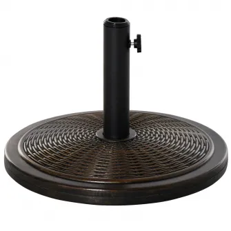 Outsunny Baza pentru Umbrela din Ciment si Plastic de 14kg, Postament pentru Umbrela de Gradina cu Efect Ratan, Bronz