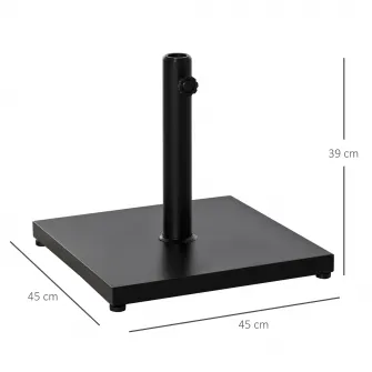 Outsunny Baza pentru Umbrela Patrata Greutate 18kg pentru Stalpi de Φ3/3.5/3.8, 45x45x39cm, Negru