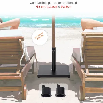 Outsunny Baza pentru Umbrela Patrata Greutate 18kg pentru Stalpi de Φ3/3.5/3.8, 45x45x39cm, Negru