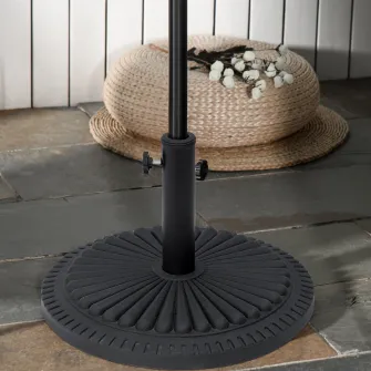 Outsunny Baza Rotunda pentru Umbrela de soare din Plastic de 15 kg pentru Stalpi cu Ф35-38-48mm, Ф49x32Acm, Negru