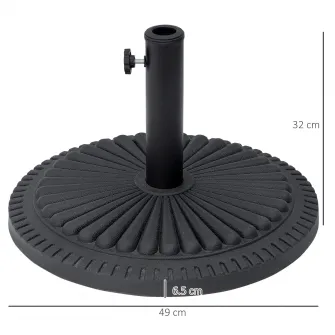 Outsunny Baza Rotunda pentru Umbrela de soare din Plastic de 15 kg pentru Stalpi cu Ф35-38-48mm, Ф49x32Acm, Negru